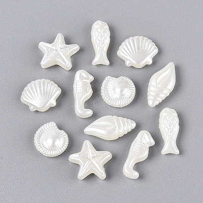 Ocean Theme ABS Plastic Imitation  Pearl Beads OACR-T028-85-1