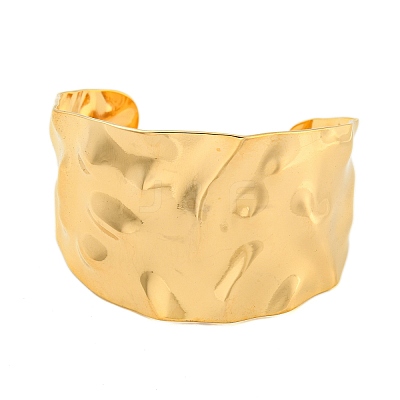 Ion Plating(IP) 304 Stainless Steel Textured Wide Open Cuff Bangles BJEW-S151-01G-01-1