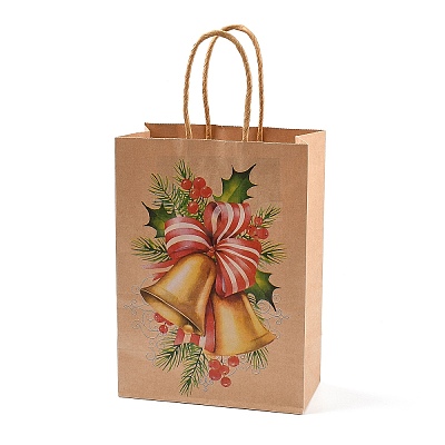 Christmas Theme Printed Kraft Paper Bags with Handles ABAG-M008-08C-1