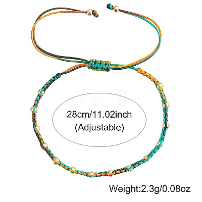 Brass Round Beads Braided Bead Bracelets CX8547-2-1