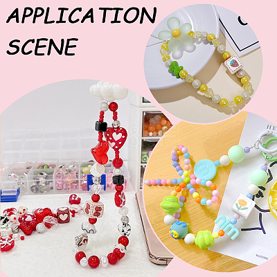 48Pcs 8 Style Opaque Acrylic Beads MACR-SC0001-13-1