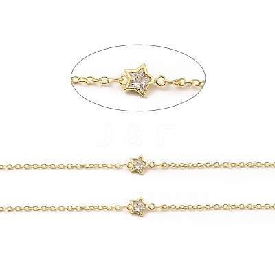 Clear Cubic Zirconia Star Link Chains CHC-G017-21G-1