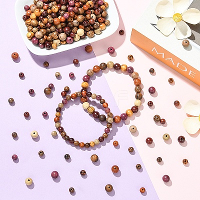 160Pcs 8 Colors Natural Wood Beads WOOD-YW0001-88-1