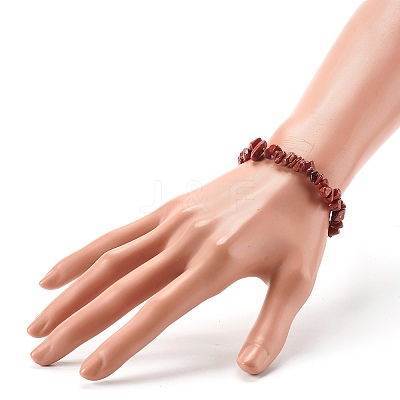 Natural Red Jasper Chip Beads Stretch Bracelets for Children BJEW-JB06388-09-1