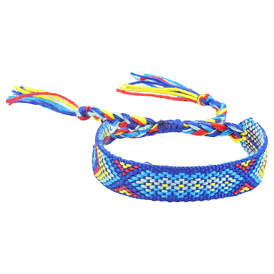 Polyester-cotton Braided Rhombus Pattern Cord Bracelet FIND-PW0013-001A-21-1