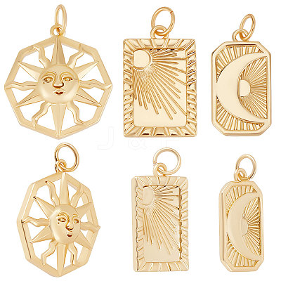 9Pcs 3 Style Rack Plating Brass Pendants KK-BBC0004-73-1