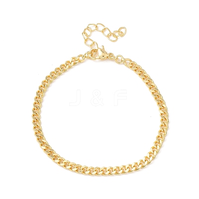 Brass Curb Chain Bracelets for Women BJEW-C140-15G-1