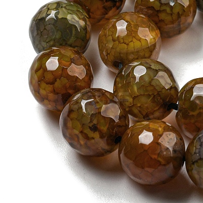 Faceted Natural Dragon Veins Agate Beads Strands G-F447-12mm-L09-1