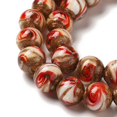 Gold Sand Lampwork Beads Strands LAMP-E036-06C-1