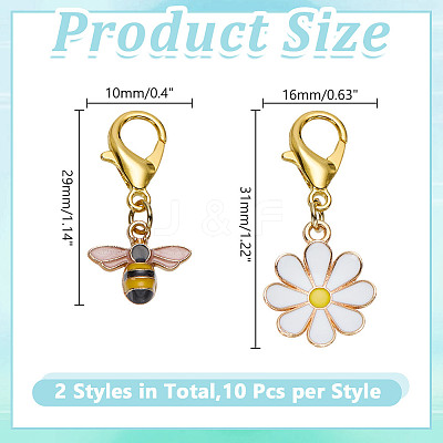 10Pcs 2 Style Alloy Enamel Pendant Locking Stitch Markers HJEW-HY00117-1