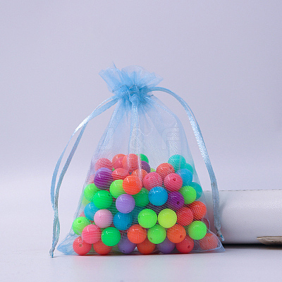 Rectangle Organza Drawstring Bags CON-PW0001-054D-20-1