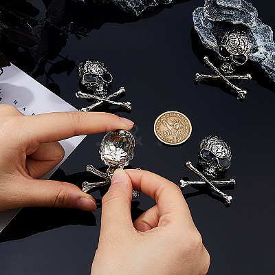 4Pcs Skull Zinc Alloy Brooches for Backpack Clothes JEWB-FH0002-04AS-1
