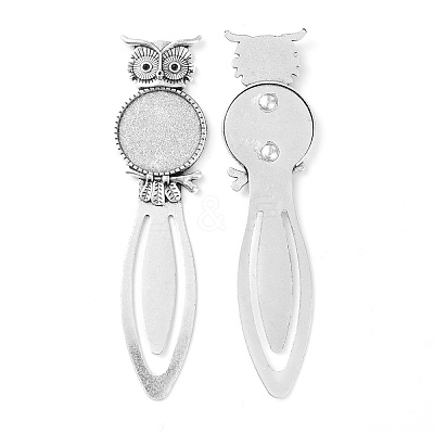 Owl Vintage Tibetan Style Alloy Bookmarks Cabochon Settings TIBE-Q032-28AS-NR-1