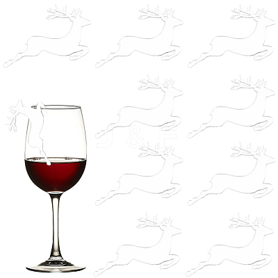 Deer Shape Plastic Wine Glass Charms AJEW-SC0001-63A-1