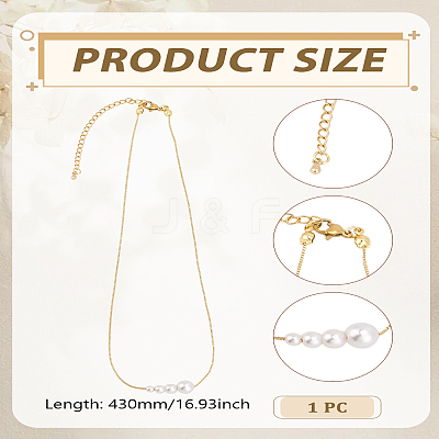 1Pc Imitation Pearl Round Graduated Bead Pendant Alloy Box Chain Necklaces NJEW-LP0007-33-1