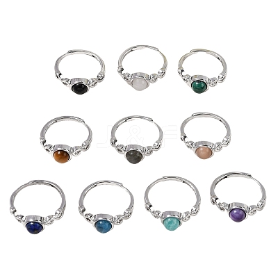 Natural Gemstone Finger Rings RJEW-A084-04P-1