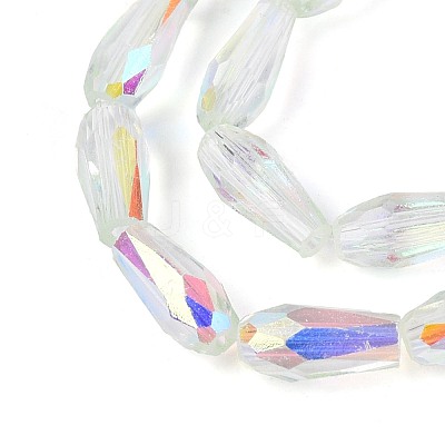AB Color Plated Transparent Glass Teardrop Beads Strands LS-EGLA-T029-08B-1
