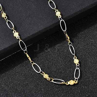 304 Stainless Steel Flower Link Chain Necklaces for Women NJEW-A046-02C-GP-1