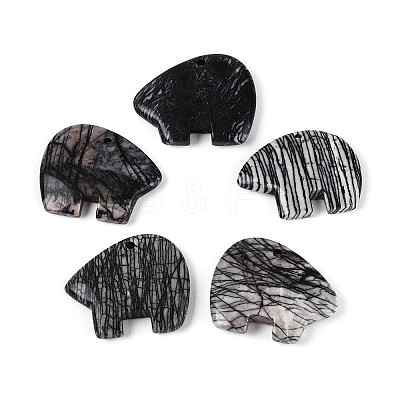 Natural Black Netstone Big Pendants G-T144-08E-1