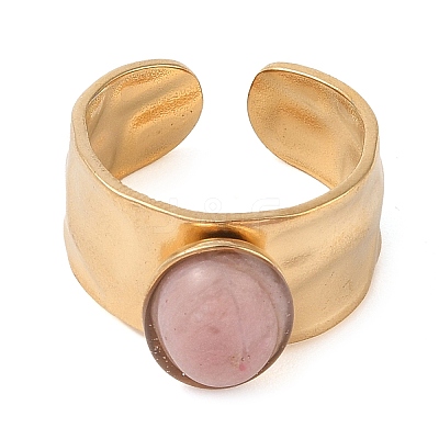 Oval Natural Rhodonite Finger Rings RJEW-Z057-12G-08-1