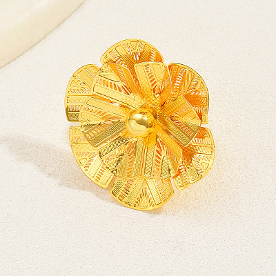 Luxurious Iron Hollow Flower Wedding Cuff Ring for Bride VO5692-1