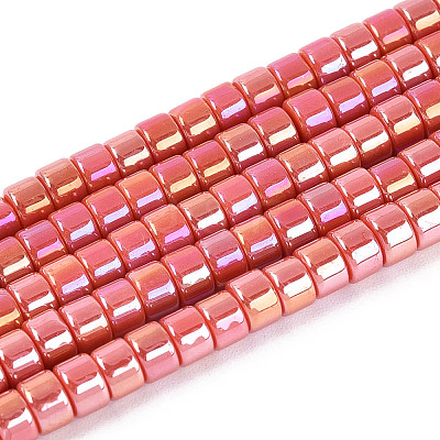 AB Color Plated Opaque Glass Beads Strands GLAA-T026-3x6mm-PM-1