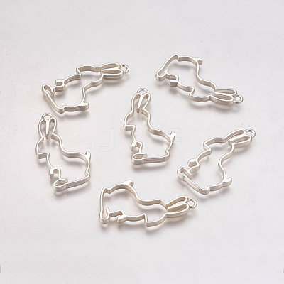 Matte Style Alloy Rabbit Bunny Open Back Bezel Pendants PALLOY-S047-41B-FF-1