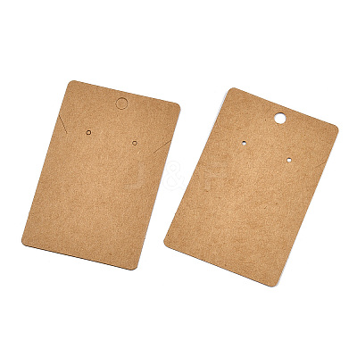 Rectangle Kraft Paper One Pair Earring Display Cards with Hanging Hole CDIS-YWC0001-02-1