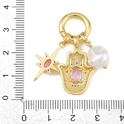 Brass Pave Pink Cubic Zirconia European Pendant Decorations CU-CBA65A7-01B-G-1