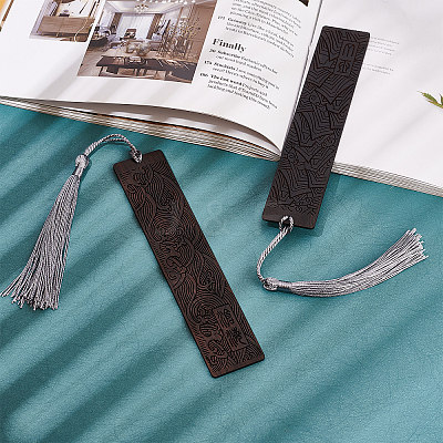 2Pcs 2 Style Blackwood Bookmarks AJEW-PH0001-76-1