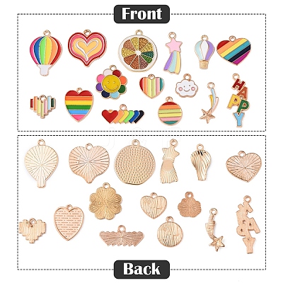 30Pcs 15 Styles Rainbow Color Alloy Enamel Pendants ENAM-YW0005-45-1