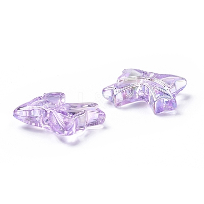 UV Plating Rainbow Iridescent Acrylic Beads OACR-H015-03-1