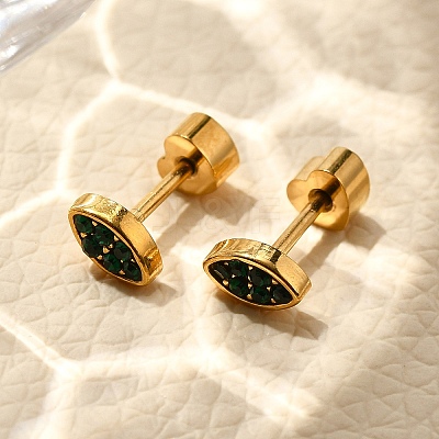 Ion Plating(IP) 304 Stainless Steel Stud Earrings EJEW-A118-13G-01-1