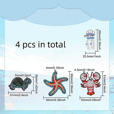 4 style Ocean Theme Cloth Sew on Patches PATC-FG0001-11-1