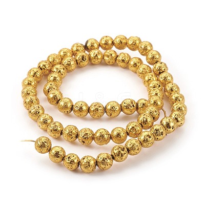 Electroplated Natural Lava Rock Bead Strands X-G-E511-01F-10mm-1