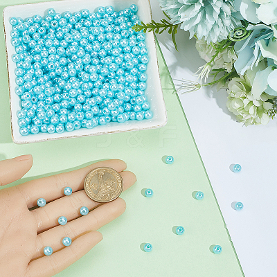 Spray Painted ABS Plastic Imitation Pearl Beads OACR-PA0001-38A-03-1