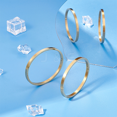2Pcs 304 Stainless Steel Plain Bangles BJEW-UN0001-49-1