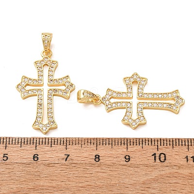 Brass Micro Pave Clear Cubic Zirconia Pendants CU-CBA1321-01G-1