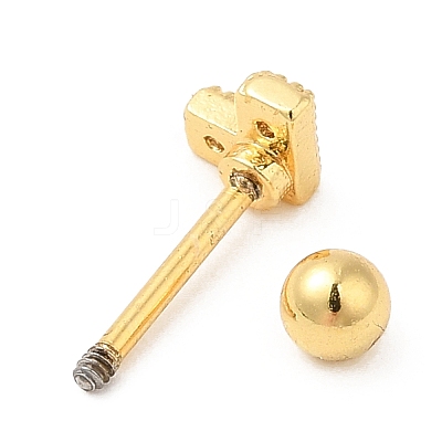 Brass Micro Pave Clear Cubic Zirconia Stud Earrings LS-EJEW-L265-01G-1