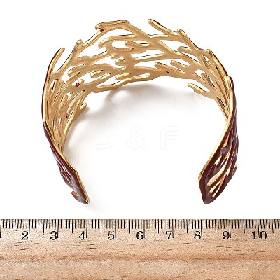 304 Stainless Steel Enamel Cuff Bangles for Women BJEW-F518-03D-G-1