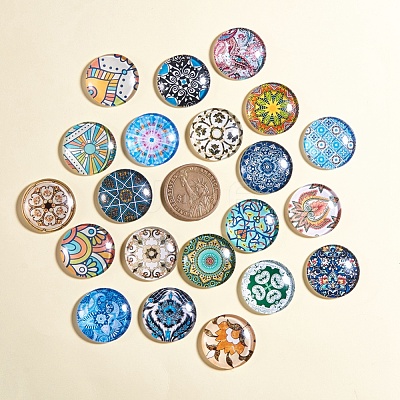 Printed Picture Glass Cabochons GGLA-YW0001-01A-1