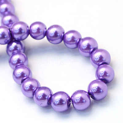 Baking Paint Pearlized Glass Pearl Round Bead Strands X-HY-Q003-4mm-27-1