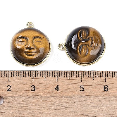 Natural Tiger Eye Smiling Face Pendants G-K372-02G-1
