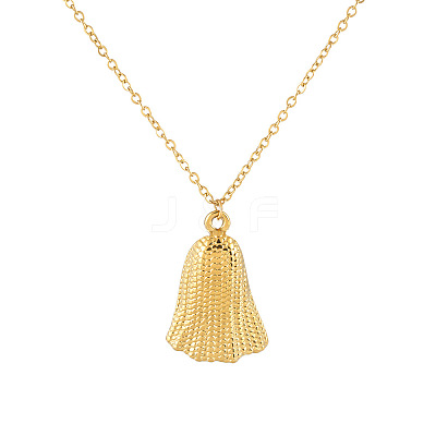 304 Stainless Steel Textured Bell Pendant Necklaces for Women WG564EF-01-1