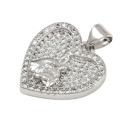 Brass Micro Pave Cubic Zirconia Pendants KK-P323-11B-P01-1