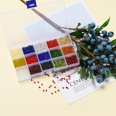 180G 15 Colors Glass Seed Beads SEED-JQ0003-01A-4mm-1