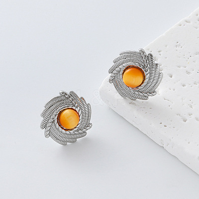 304 Stainless Steel Resin Stud Earrings for Women OH3456-7-1