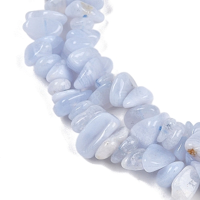 Natural Blue Lace Agate Chip Beads Strands G-E271-73-A-1