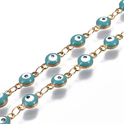 3.28 Feet 304 Stainless Steel Enamel Chains X-CHS-P006-02G-02-1