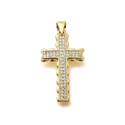 Rack Plating Brass Micro Pave Cubic Zirconia Pendants KK-L226-005G-09-1